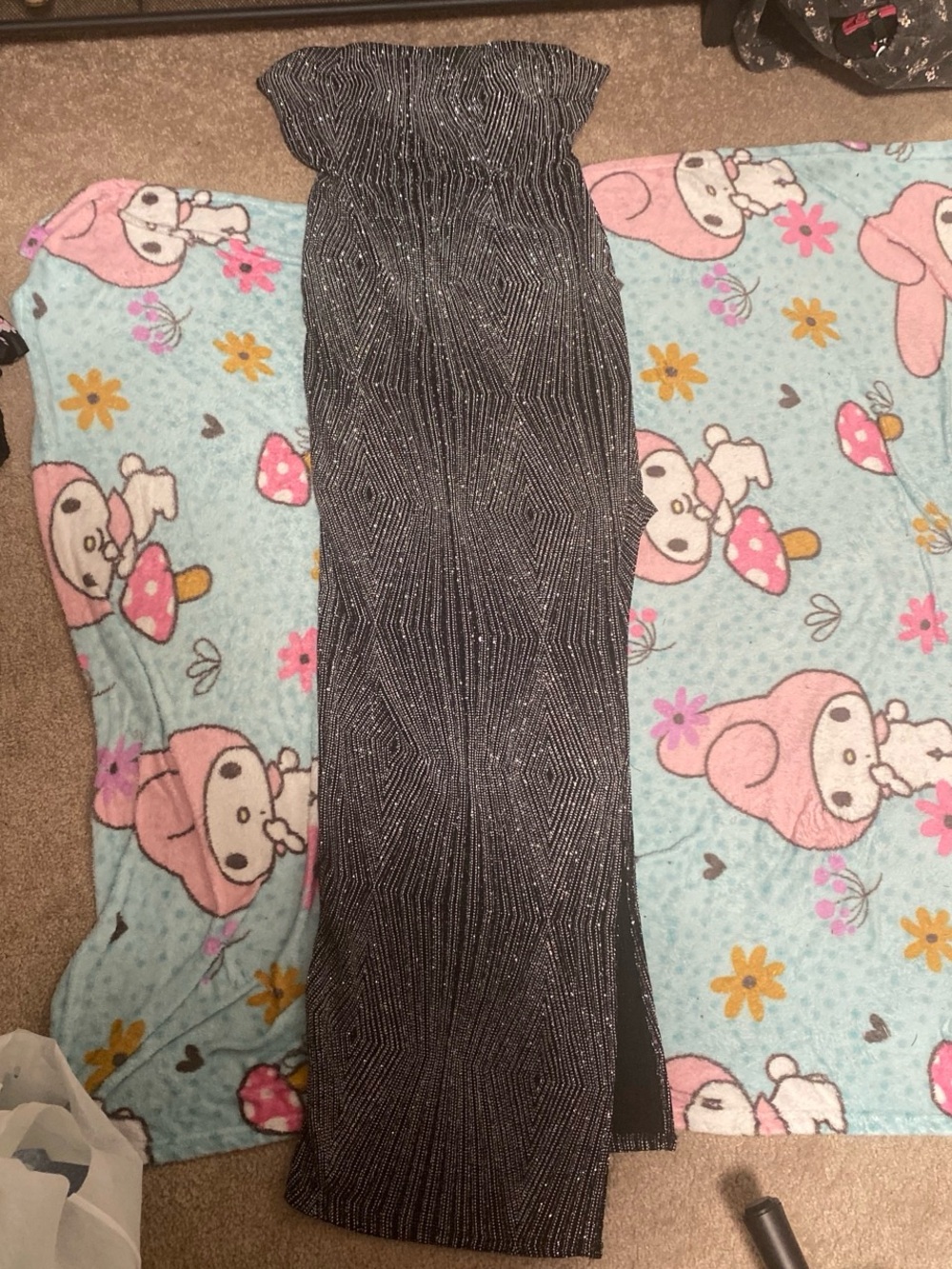 Sparkle Black Strapless Evening Maxi Skirt